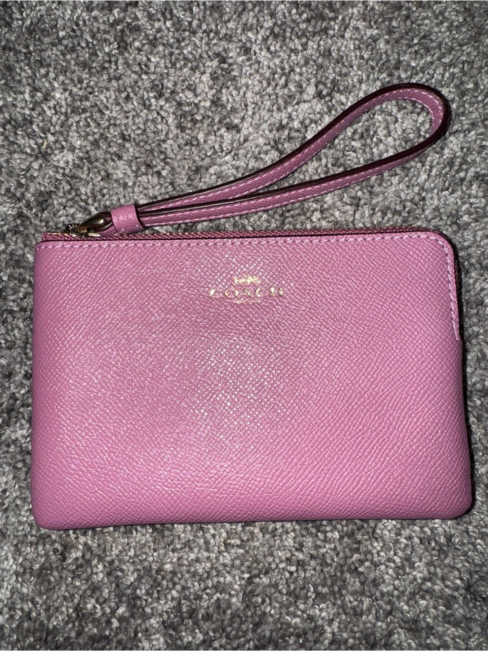 Coach Pink Saffiano Leather Wristlet with Strap